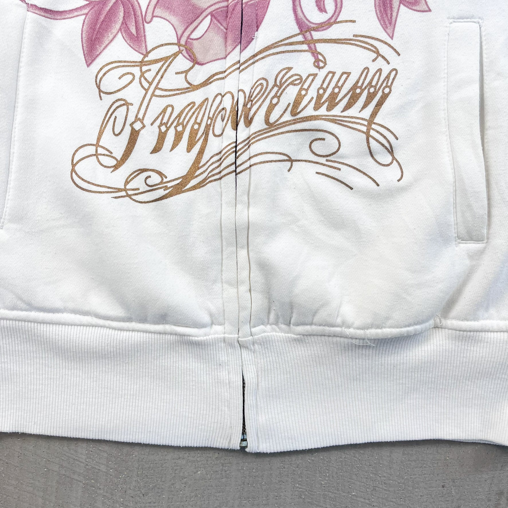 F- Vintage Christian Audigier Roses Tattoo Graphic Zip Up Hoodie
