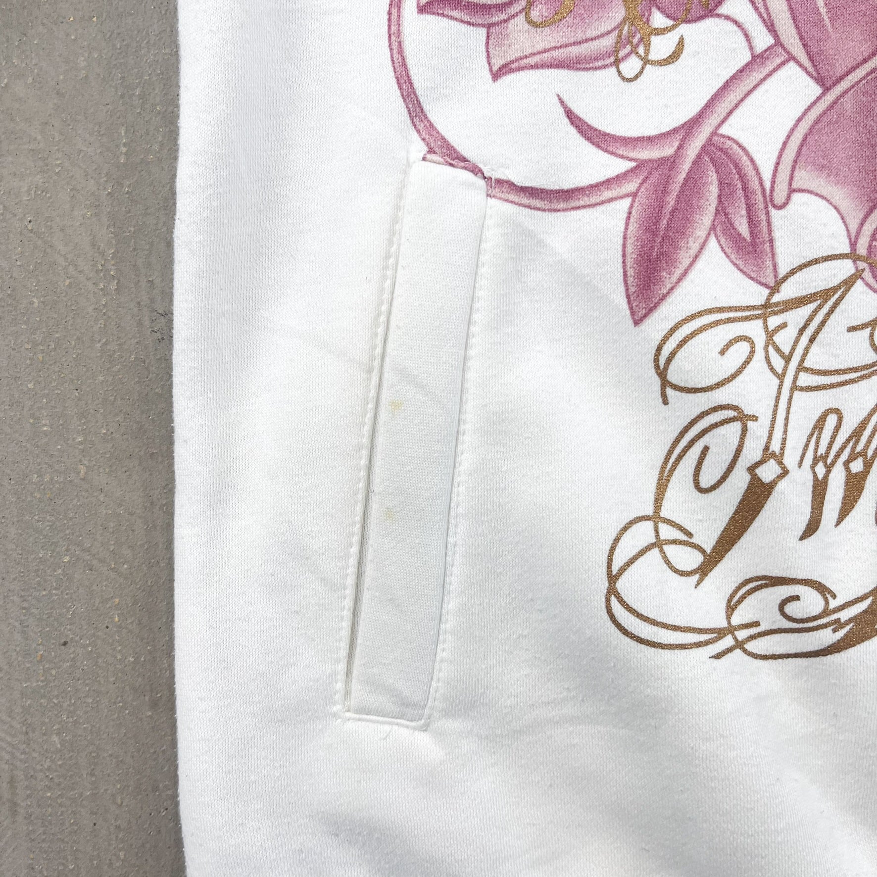 F- Vintage Christian Audigier Roses Tattoo Graphic Zip Up Hoodie