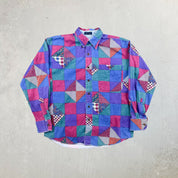 F- Vintage Chaps Ralph Lauren Patch Design Button Down Shirt