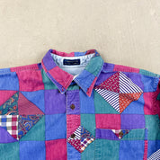 F- Vintage Chaps Ralph Lauren Patch Design Button Down Shirt