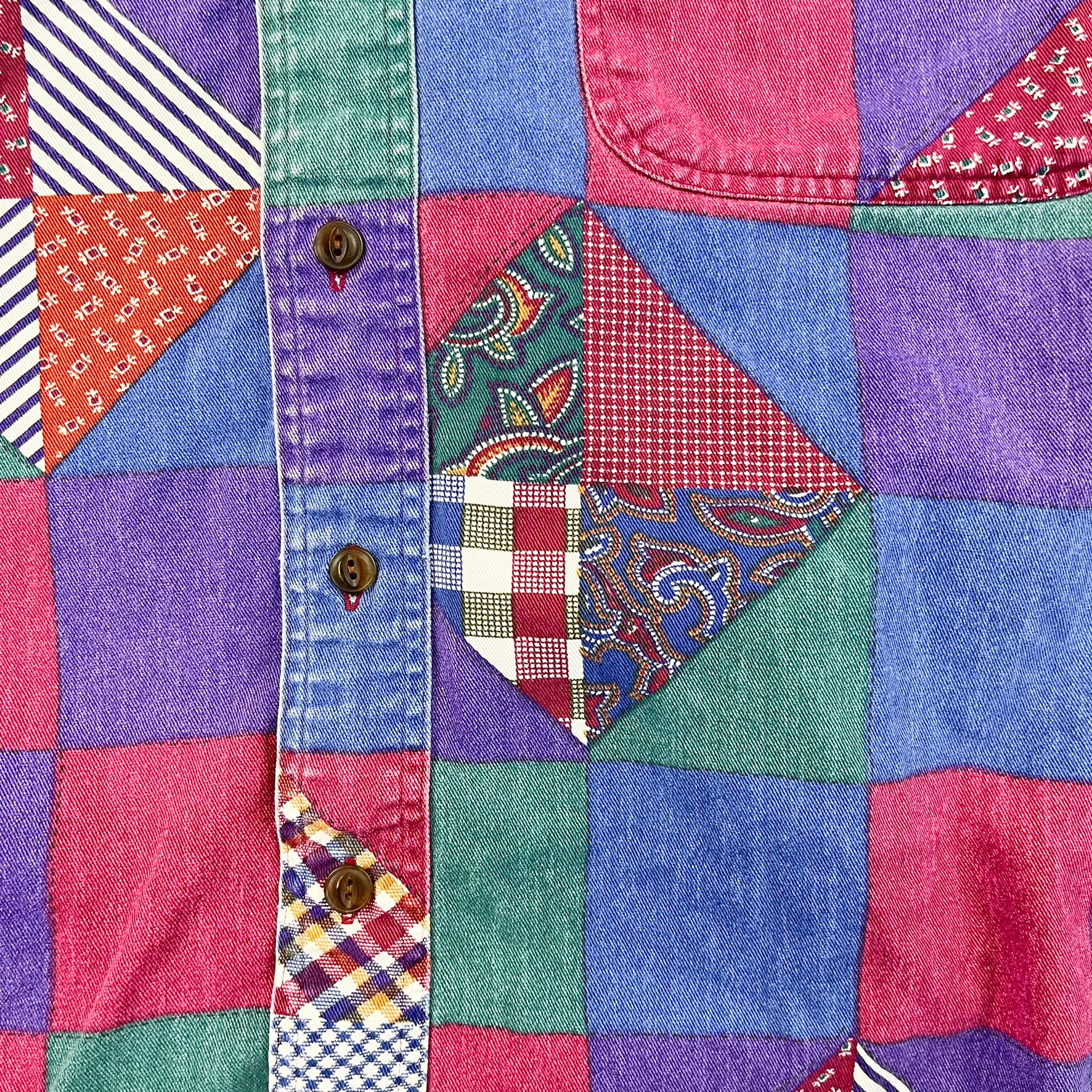 F- Vintage Chaps Ralph Lauren Patch Design Button Down Shirt