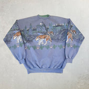F- Vintage '95 Artisans Wolves & River Jumbo Print Crewneck