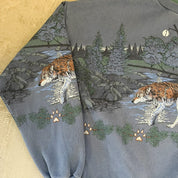 F- Vintage '95 Artisans Wolves & River Jumbo Print Crewneck