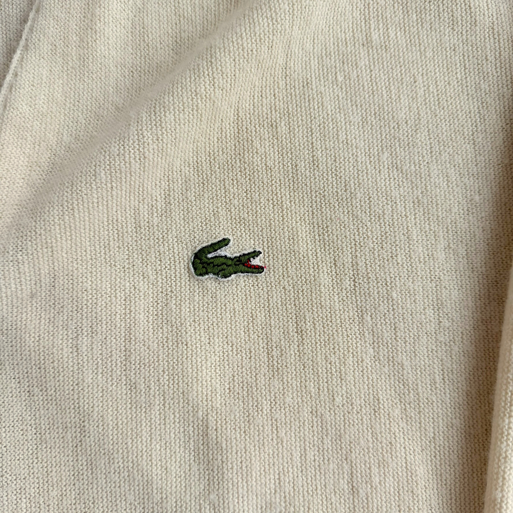 J- Vintage Lacoste IZOD Embroidered Crocodile Logo Cardigan Knit Sweater - L