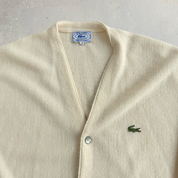 J- Vintage Lacoste IZOD Embroidered Crocodile Logo Cardigan Knit Sweater - L