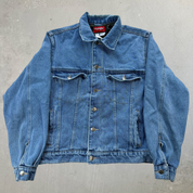 J- Vintage Wrangler Hero Flannel Lined Denim Jacket - M