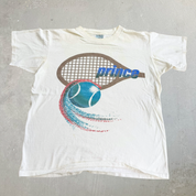 J- Vintage 90s Prince Tennis Racket & Ball Graphic Made In USA Single Stitch Tee - L