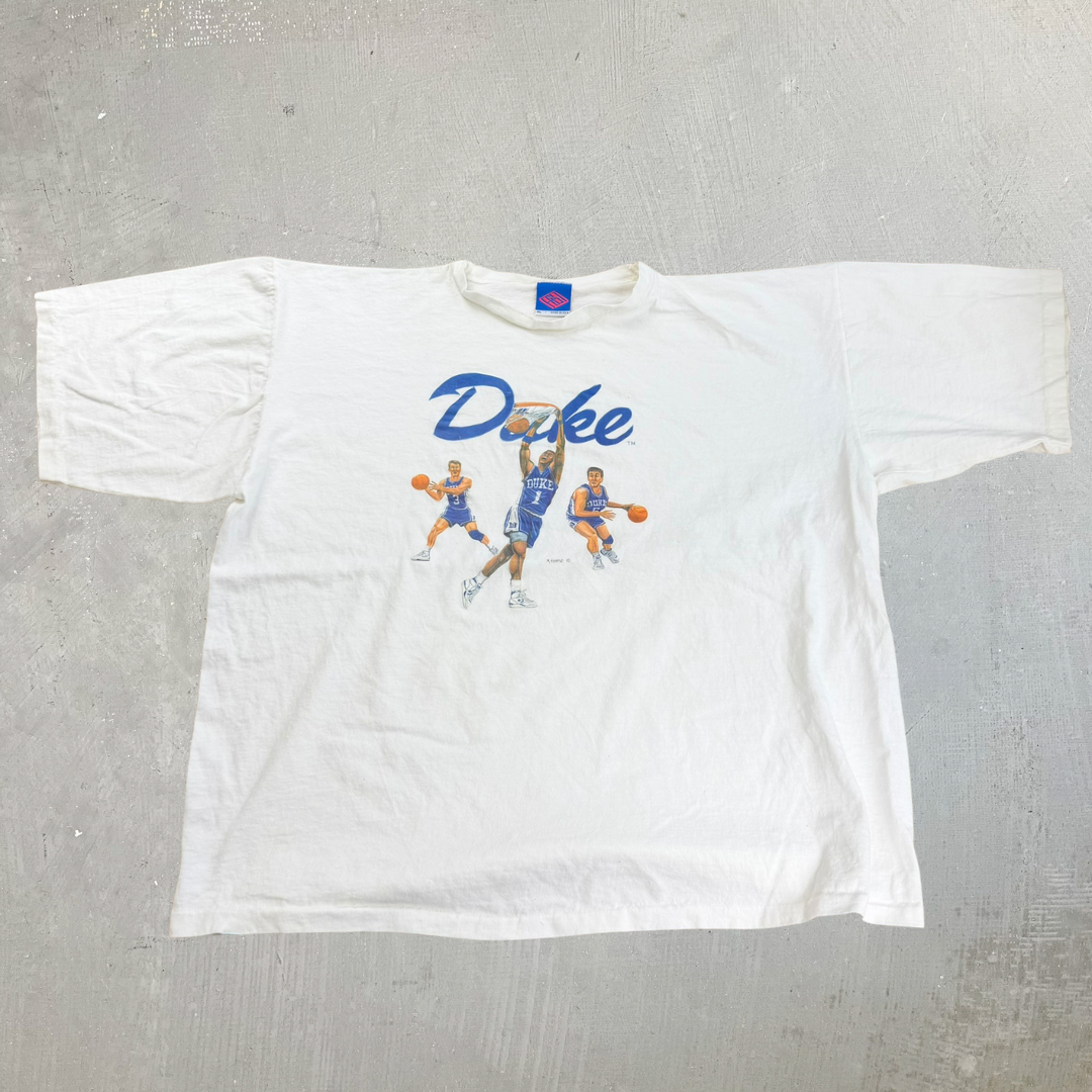 J- Vintage Duke University Blue Devils Basketball Made In USA Single Stitch Tee - XL