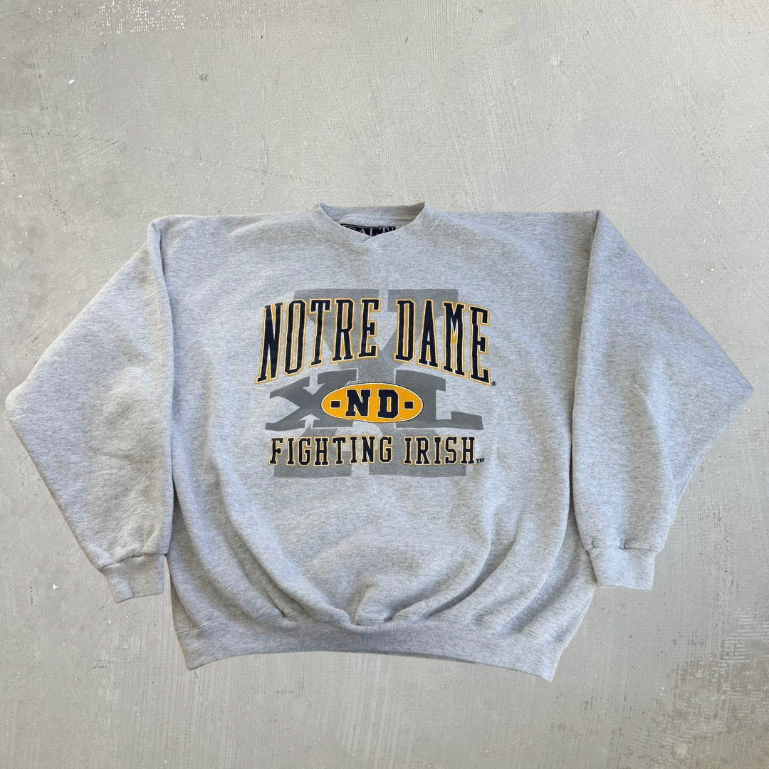 Vintage University Of Notre Dame Fighting Irish Graphic Made In USA Crewneck - XL