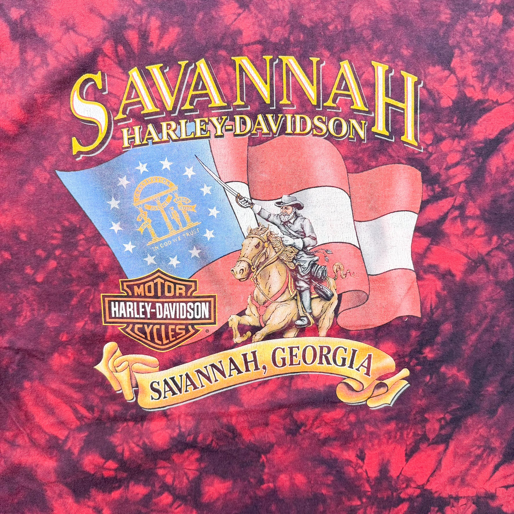 F- Vintage '05 Harley Davidson Savannah Acid Wash Made In USA Single Stitch Tee