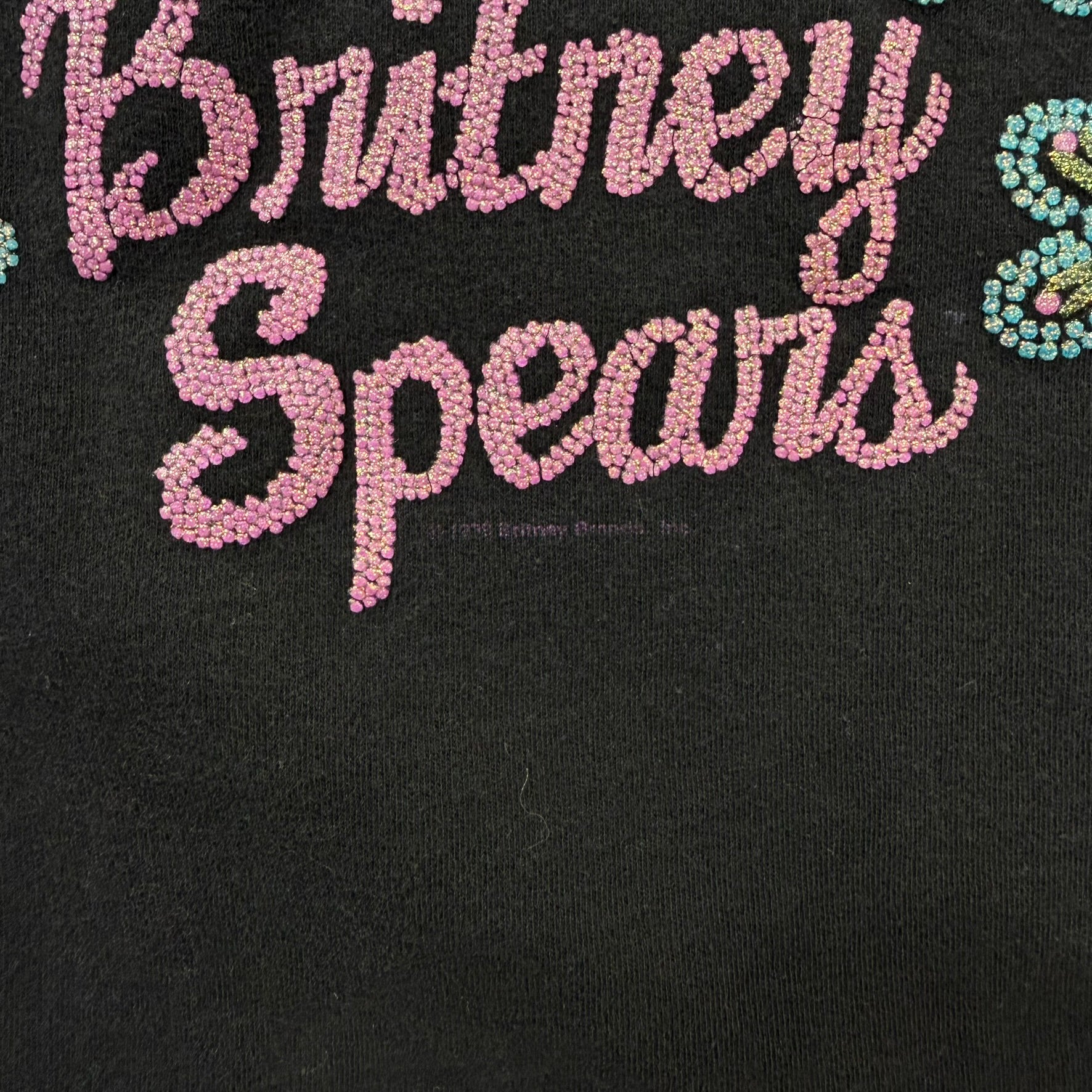 F- Vintage '99 Britney Spears  Women's Rhinestones Text Cropped Baby Tee