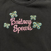 F- Vintage '99 Britney Spears  Women's Rhinestones Text Cropped Baby Tee