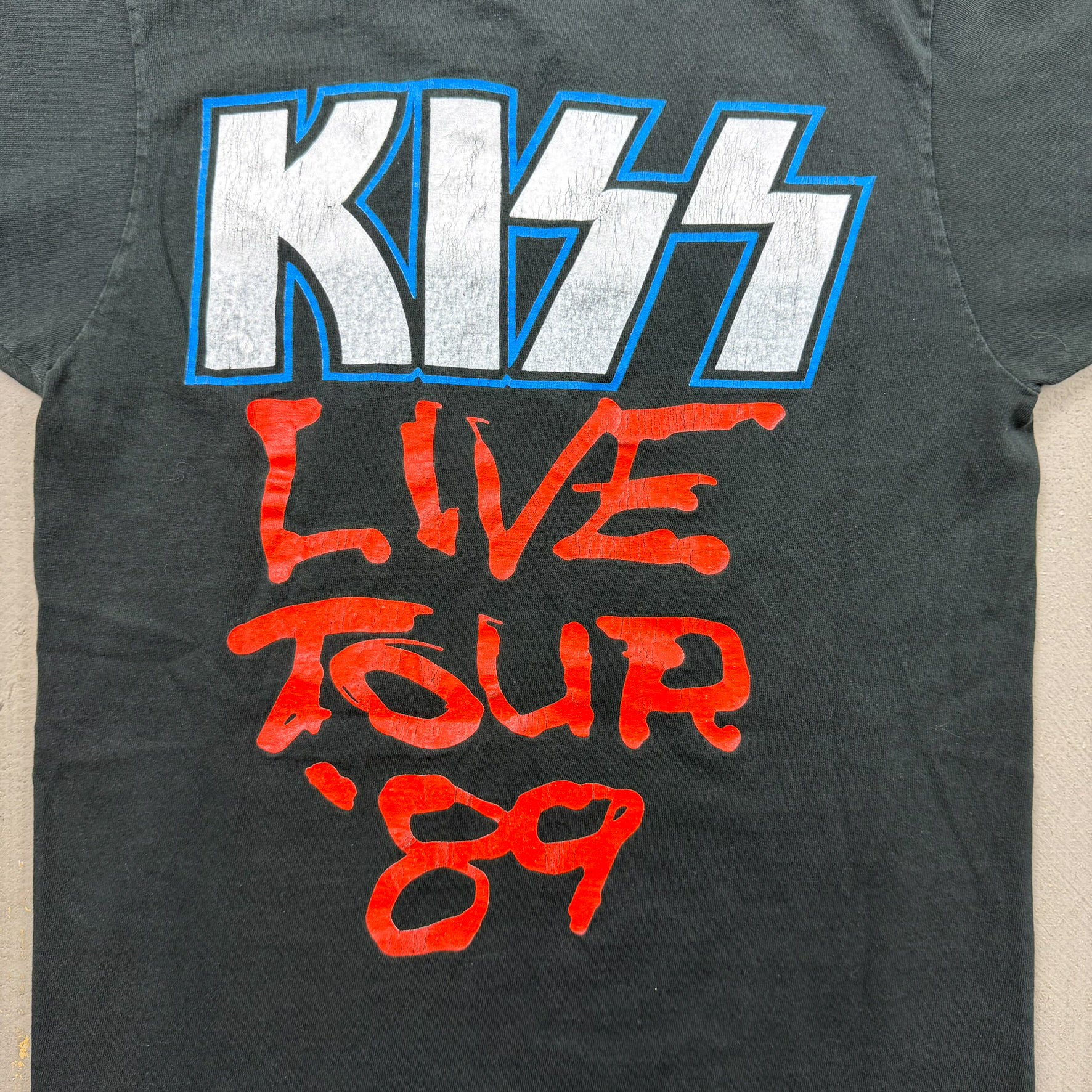 F- Vintage '89 Kiss Live Tour Picture Backstage Pass Tag Single Stitch Tee