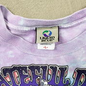 F- Vintage '01 The Grateful Dead Ship Of Fools Liquid Blue All Over Print Tie Dye Tee