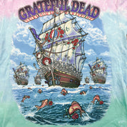 F- Vintage '01 The Grateful Dead Ship Of Fools Liquid Blue All Over Print Tie Dye Tee