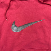 F- Vintage 90s Nike Burgundy Center Chest Swoosh Made In USA Hoodie