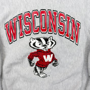 F- Vintage 90s Champion Reverse Weave Wisconsin Badger Made In USA Crewneck