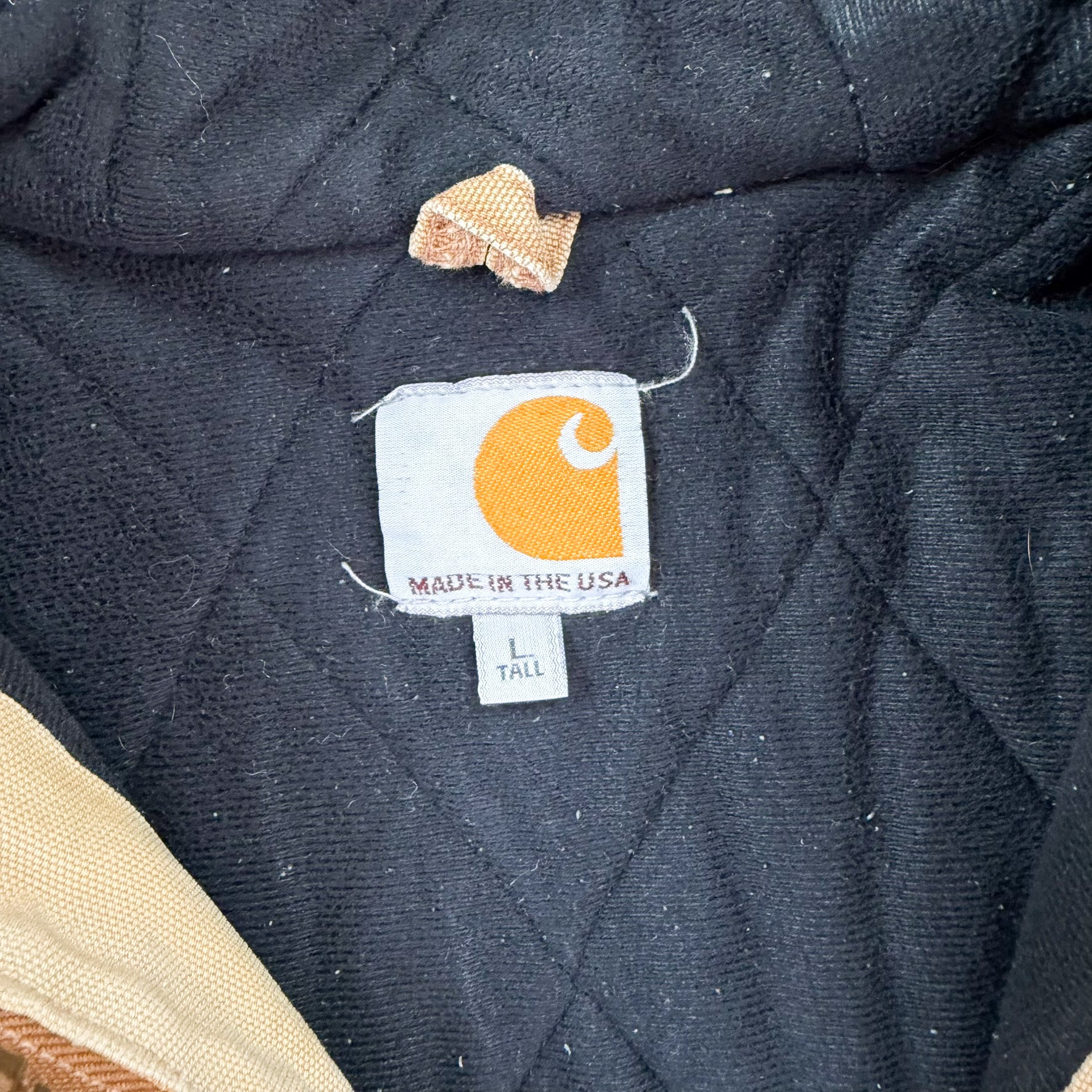 F- Vintage Carhartt Made In USA Active Quilt Lined Hooded Work Jacket