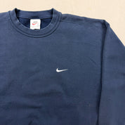 F- Vintage 90s Nike Embroidered Swoosh Navy Crewneck