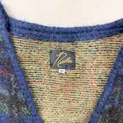 F- Needles Plaid Wool Cardigan Knit Sweater