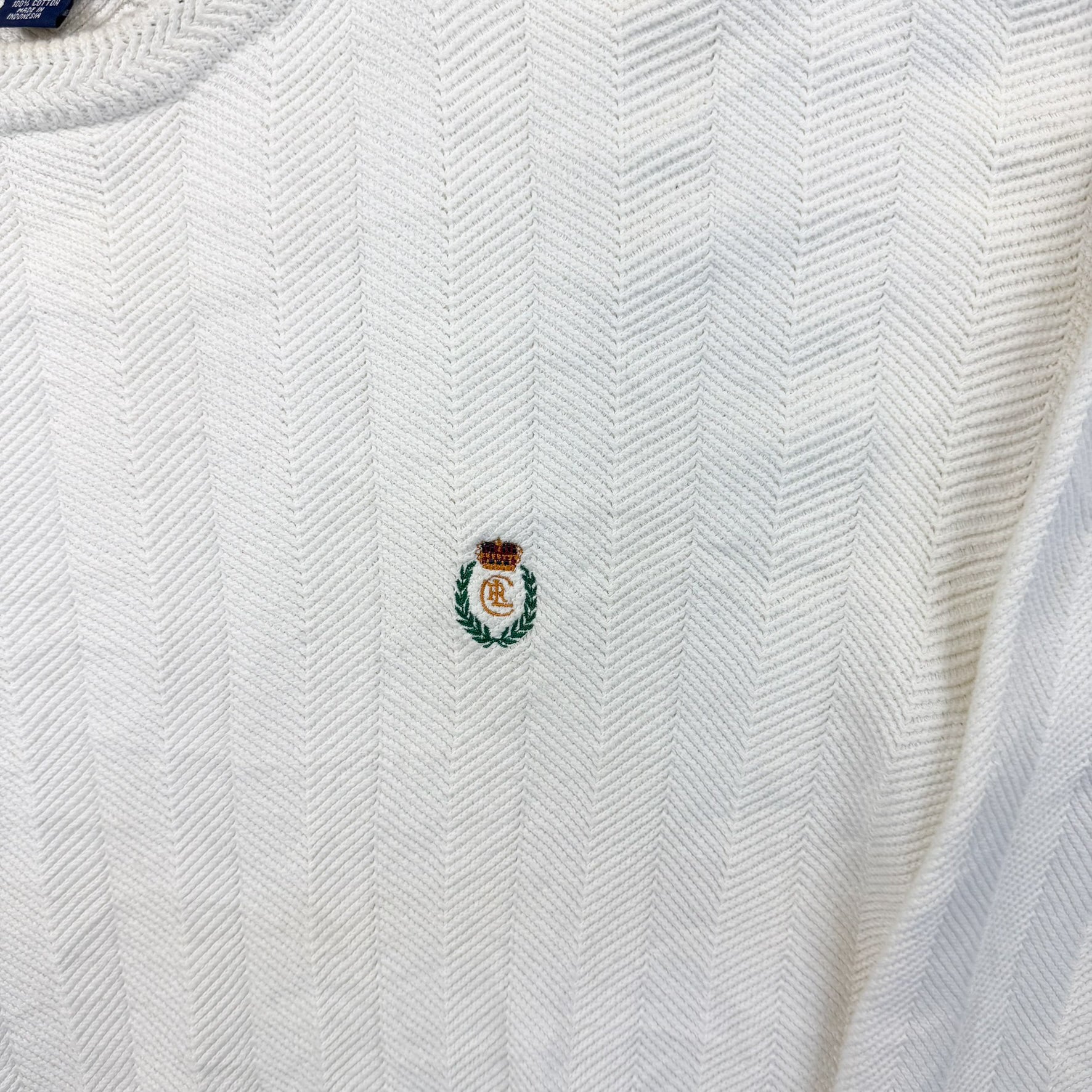 F- Vintage 90s Chaps Ralph Lauren Embroidered Crest Knit Sweater