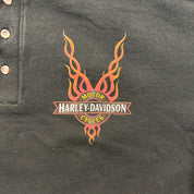 F- Vintage '98 Harley Davidson Kansas City Made In USA Single Stitch Henley Tee