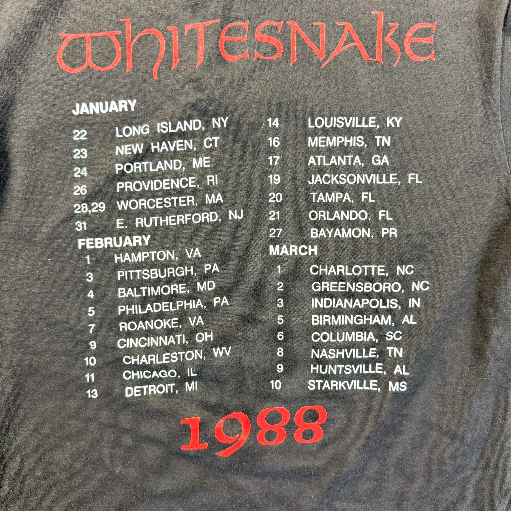 F- Vintage '88 Whitesnake Tour Graphic Made In USA Single Stitch Tee