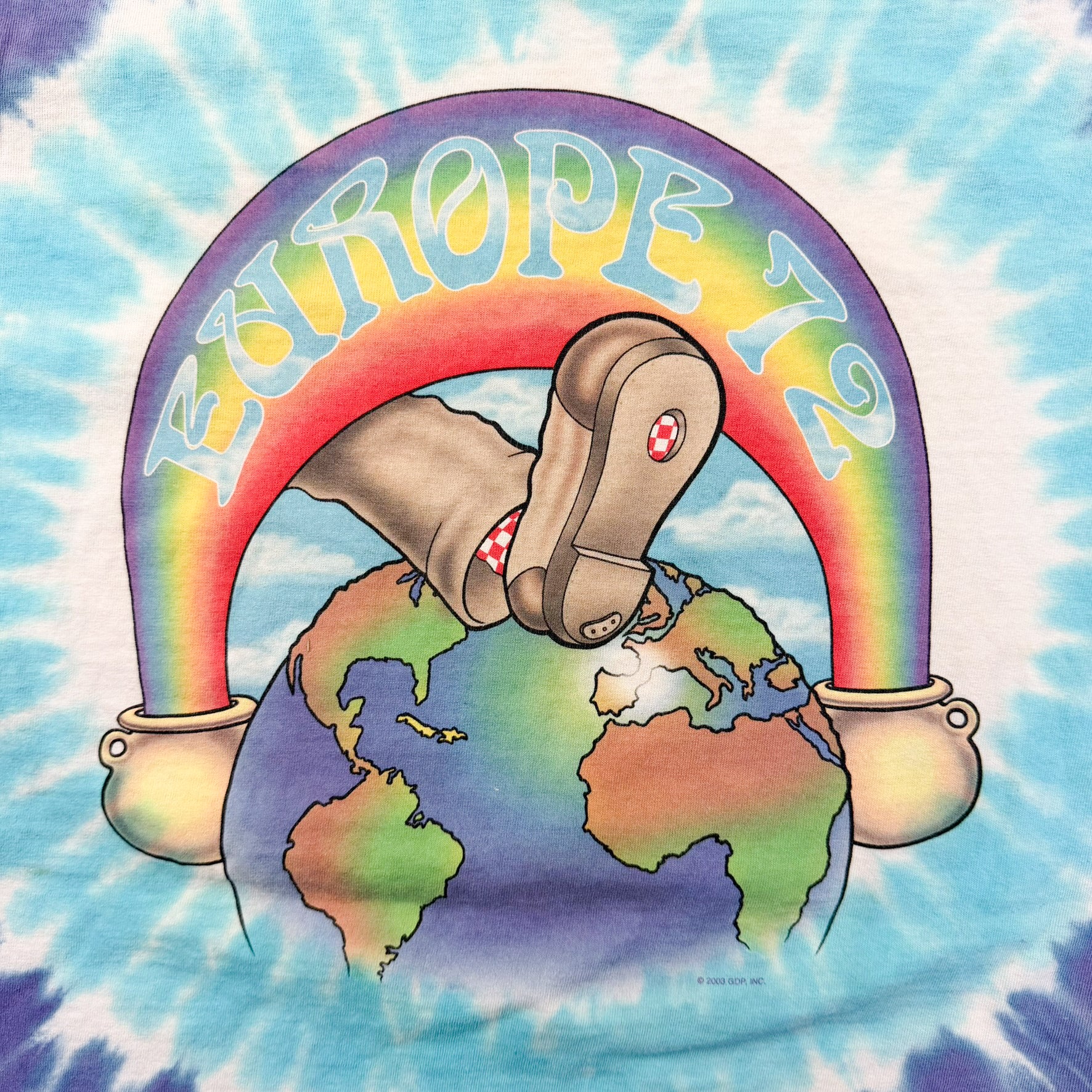 F- Vintage '03 The Grateful Dead Liquid Blue Ice Cream Tie Dye Tee