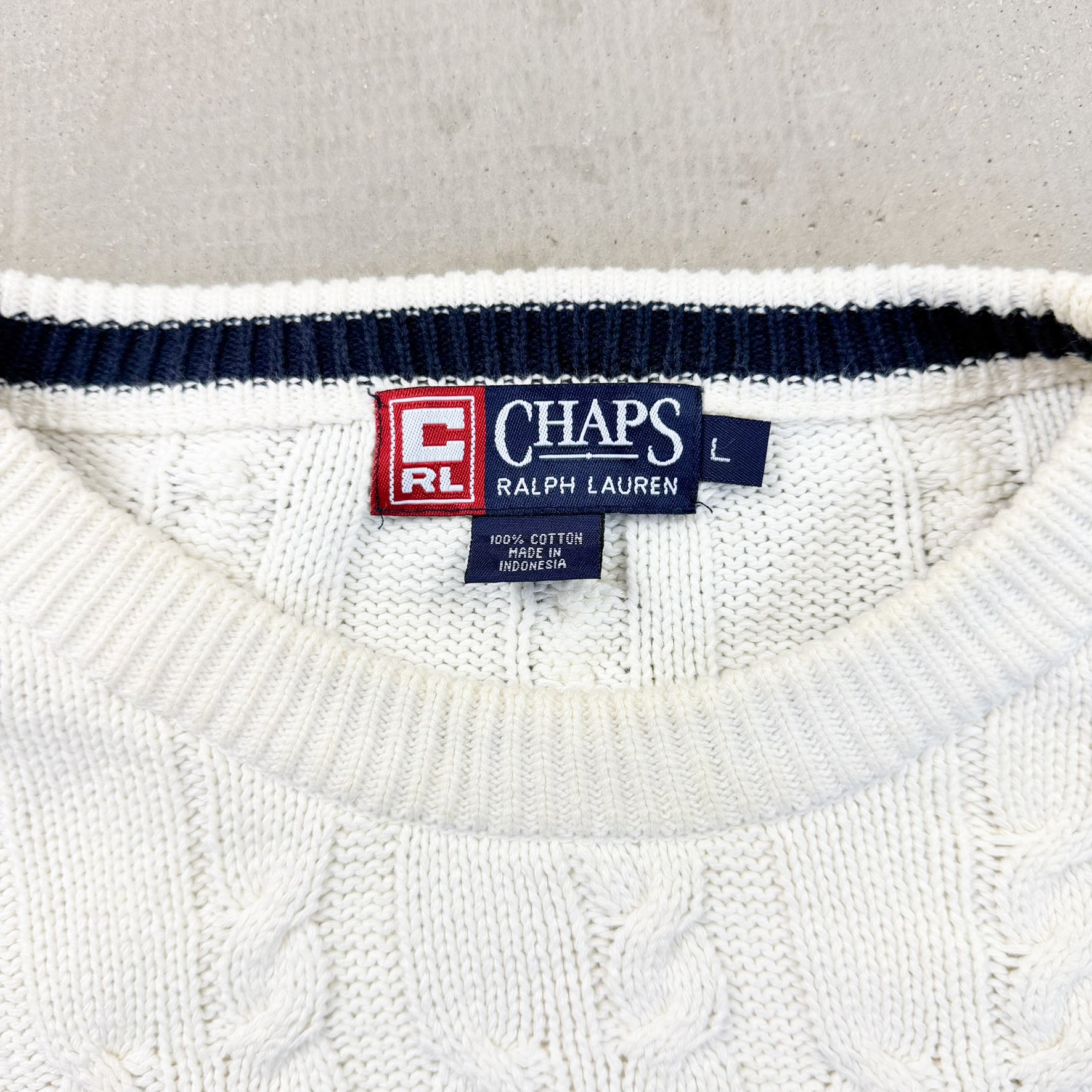 F- Vintage 90s Chaps Ralph Lauren Embroidered Crest Knit Sweater