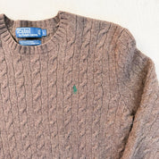 F- Vintage 90s Polo Ralph Lauren Brown Wool Knit Sweater