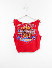 Load image into Gallery viewer, Haus Of Mojo Reworked Vintage Harley Davidson Anaheim Cali Double Stitch Crop Top
