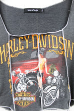 Load image into Gallery viewer, Haus Of Mojo Reworked Vintage Harley Davidson Greensburg Lady And Dog Design Double Stitch Crop Top
