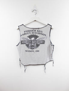 Haus Of Mojo Reworked Vintage Harley Davidson Mason Flying Eagle Design Double Stitch Crop Top