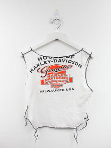 Haus Of Mojo Reworked Vintage Harley Davidson Milwaukee Double Stitch Crop Top